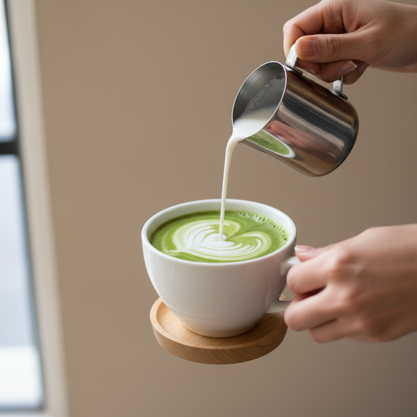 <b>Step 4: </b>Add 100 ml (3.4 oz) of warmed or foamed milk into mug.